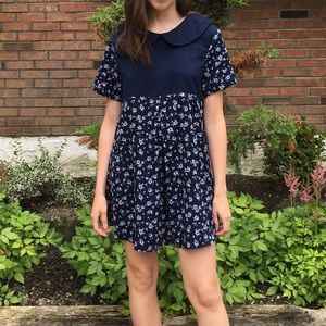 Floral Babydoll Dress with Peter Pan Collar